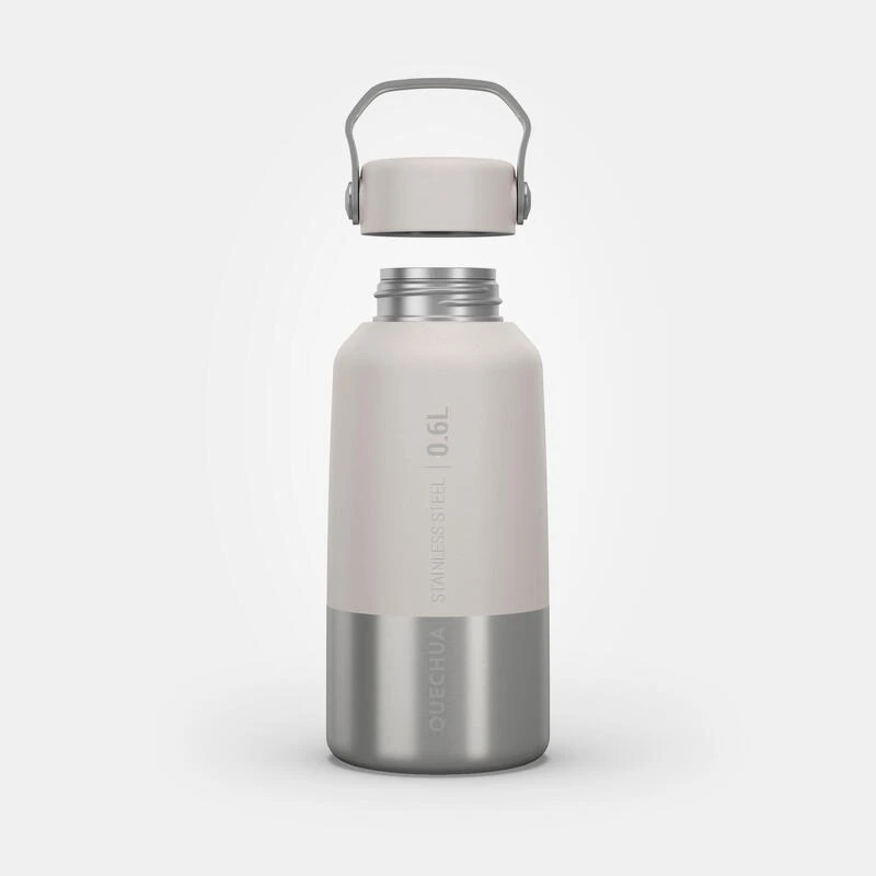 Quechua Gourde Inox 0,6L Avec Bouchon à Vis Pour La Randonnée - Blanc – Image 2