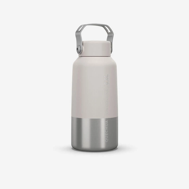 Quechua Gourde Inox 0,6L Avec Bouchon à Vis Pour La Randonnée - Blanc