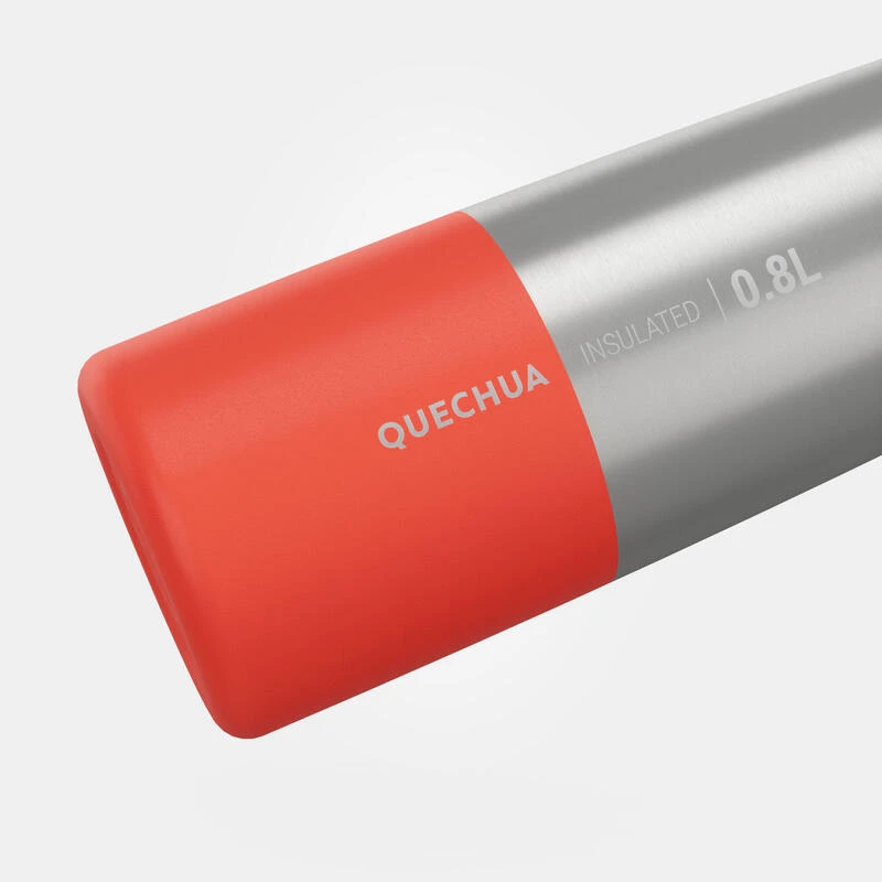 Quechua Gourde Isotherme Inox 0,8L Bouchon à Ouverture Rapide Pour La Randonnée - Rouge – Image 3