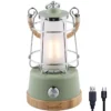 Lampe Lanterne De Camping LED Kiruna - Rechargeable - USB - Bambou - Style Rétro
