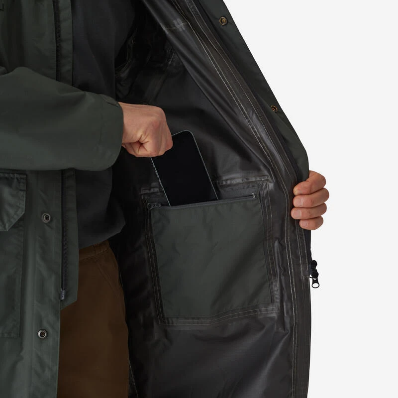 Manteau Long Chasse Imperméable 500 Vert – Image 10