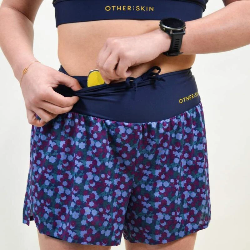 Short Course à Pied Femme Bleu Floral Ecoresponsable – Image 3