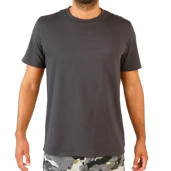 T-shirt Manches Courtes Coton Homme - 100 Carbon Gris