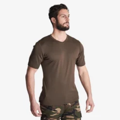 T-shirt Manches Courtes Respirant Chasse Homme 100 Marron Foncé